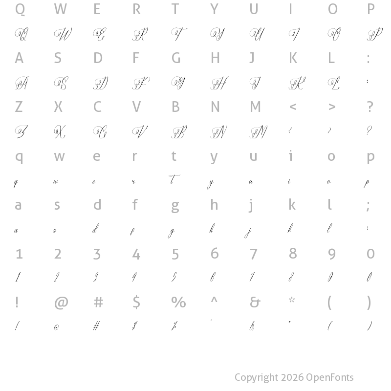 Character Map of Eladorna Gladiota Regular
