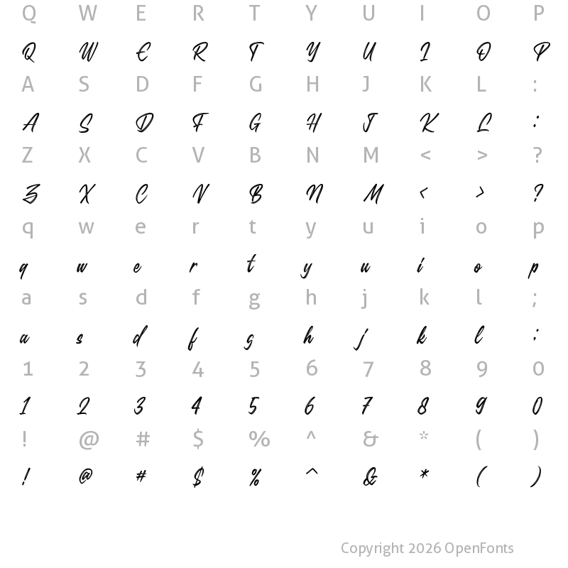Character Map of Elagond Regular