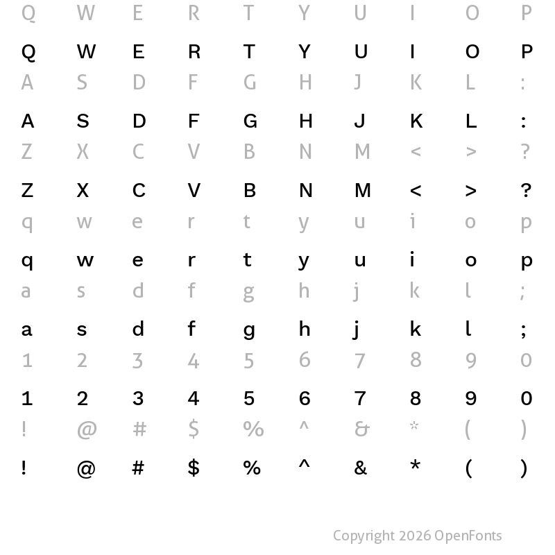 Character Map of Elaine Sans Medium