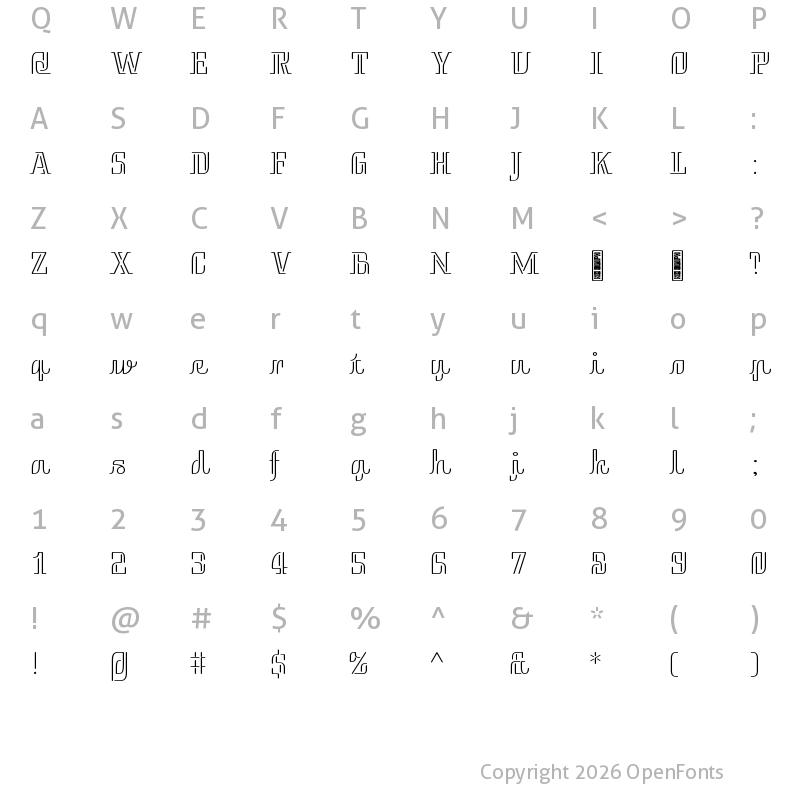 Character Map of Electlilywave Regular