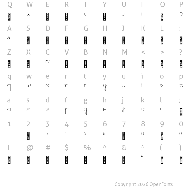 Character Map of ElectricCable-Regular ?