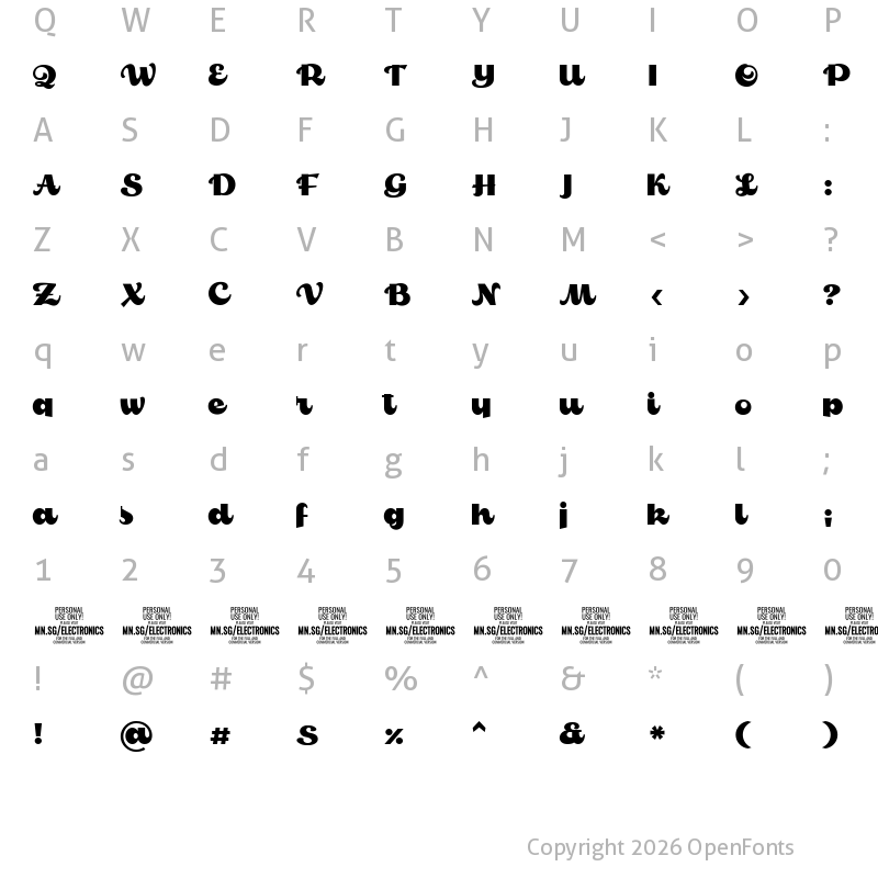Character Map of Electronics PERSONAL USE Regular