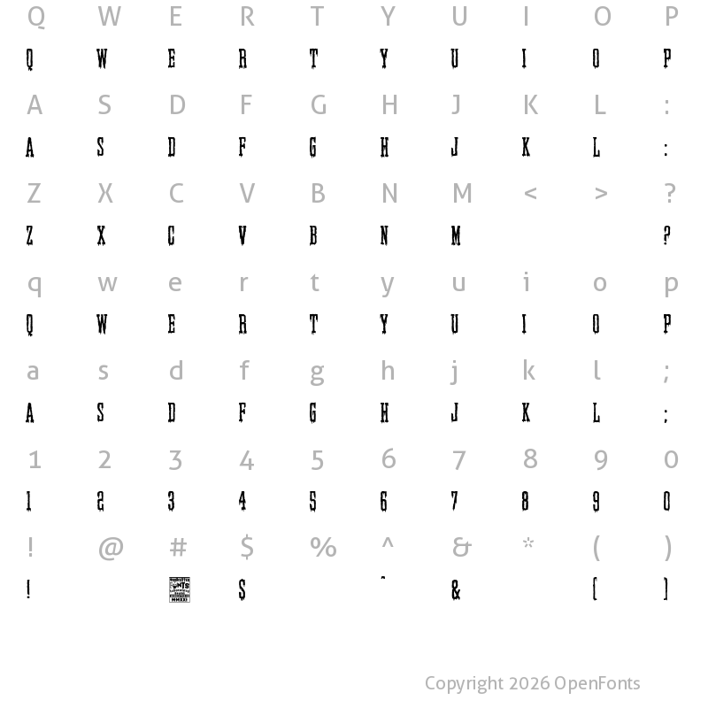 Character Map of Elegant & Creepy Company Regular