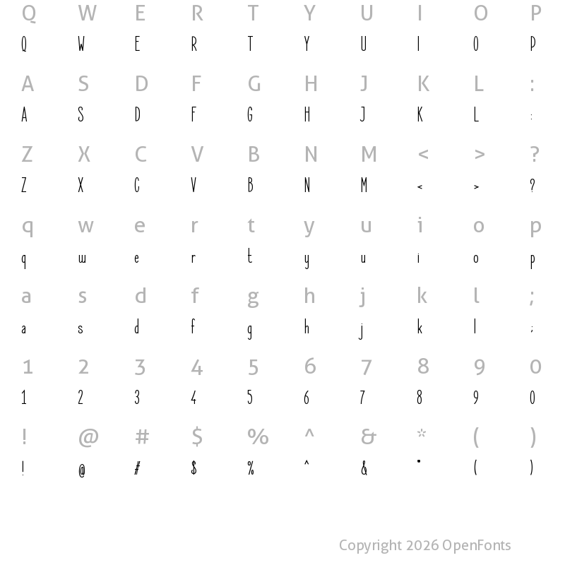 Character Map of Elegant Sans SemiBold