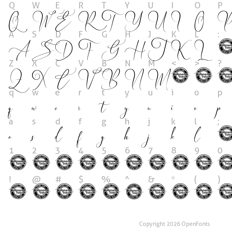 Character Map of Elegant Wedding Demo Regular