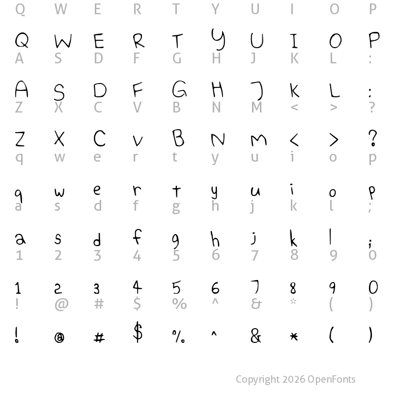 Character Map of Elephant Hiccups Regular
