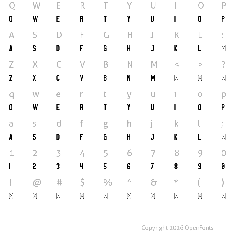 Character Map of Elephant Regular