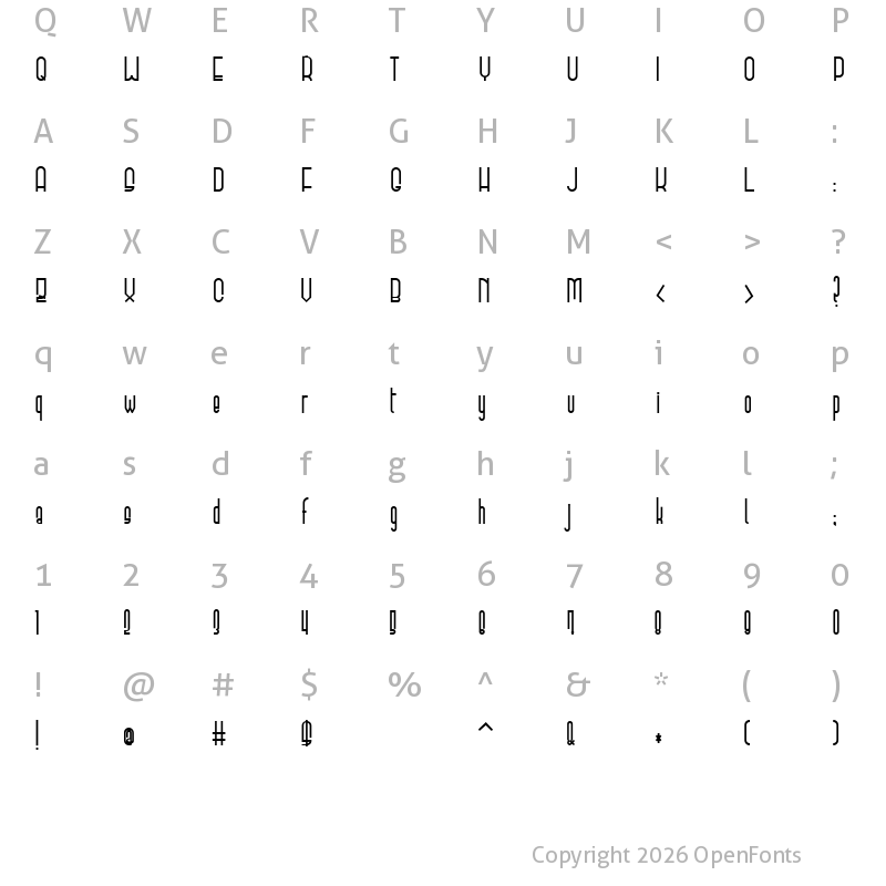 Character Map of Elevant (by pelash) Bold