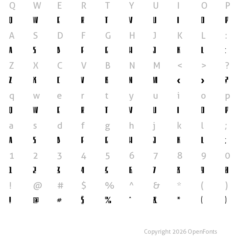 Character Map of Eleventh Square Regular