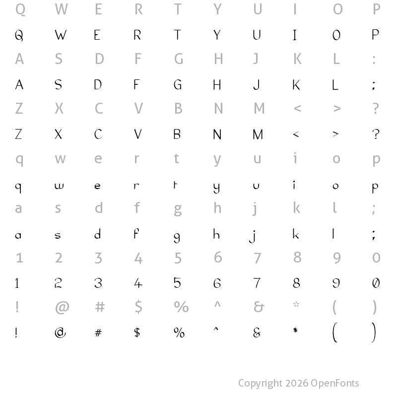 Character Map of Elfar Normal G98 Regular