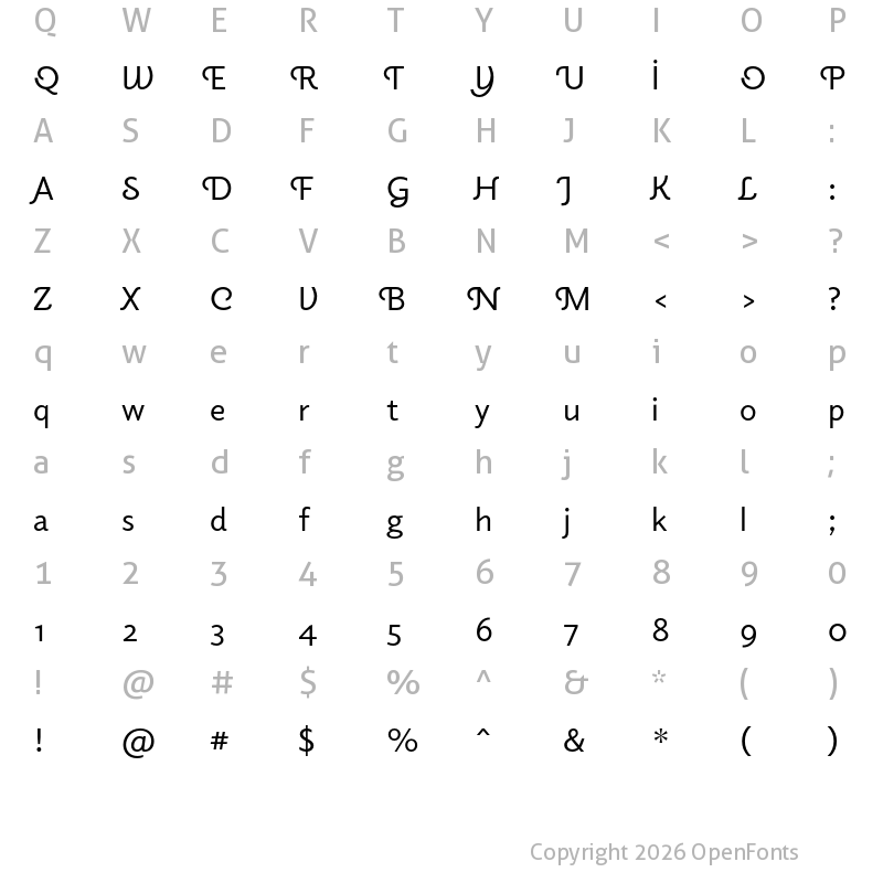 Character Map of Elido Initials Regular