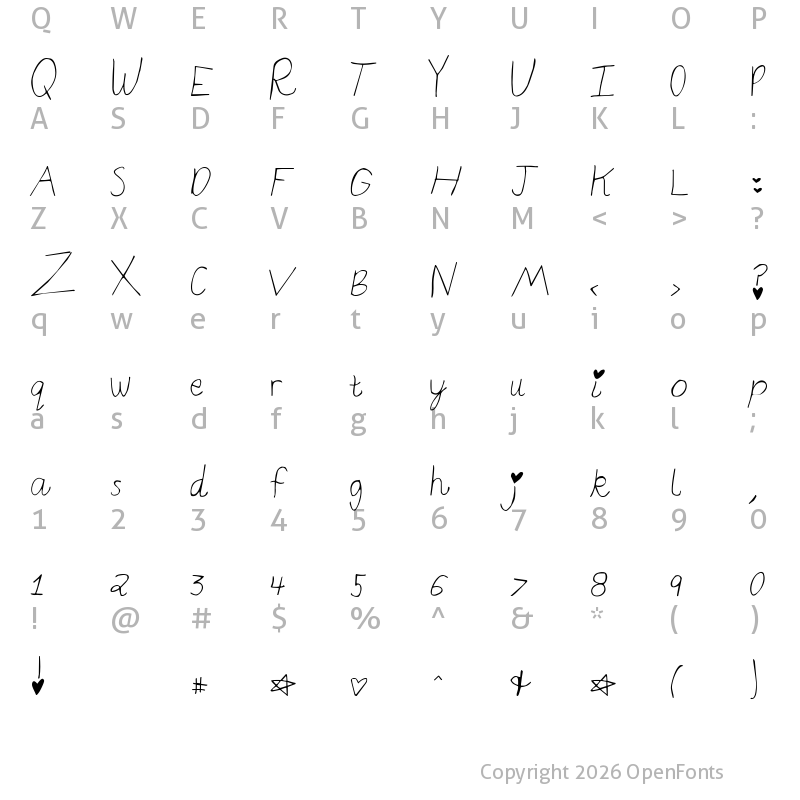 Character Map of elizajane Regular