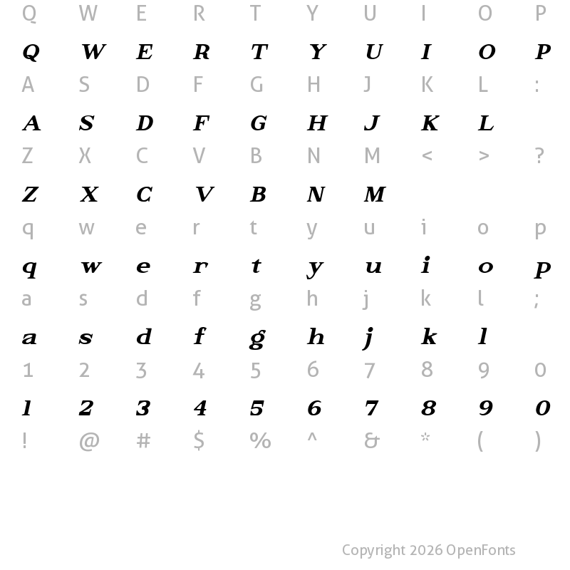 Character Map of Elkoga Medium Italic