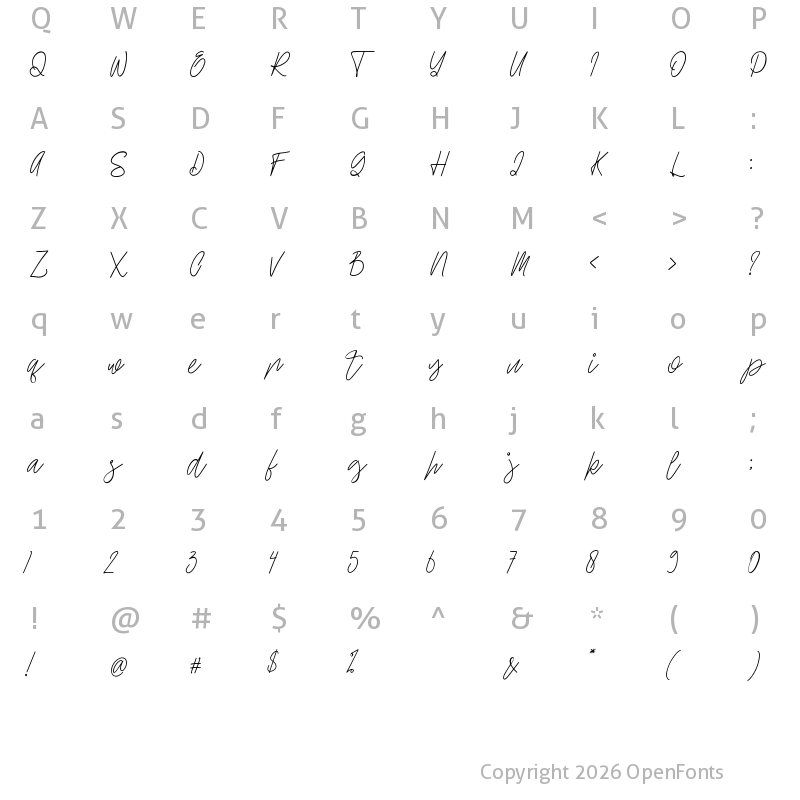 Character Map of Ellaine Regular
