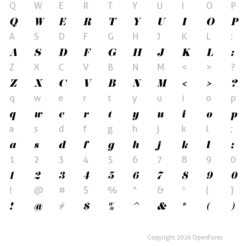 Character Map of EloquentJFPro Italic