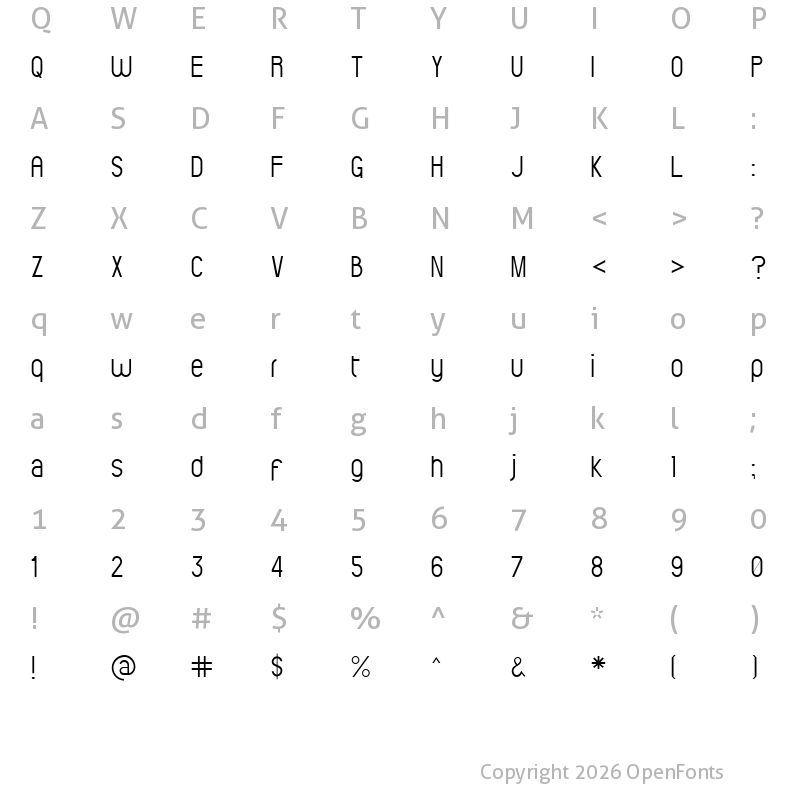 Character Map of ElValle Light
