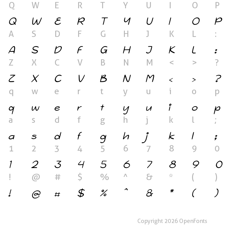 Character Map of ELYIAN GLOO Italic Regular