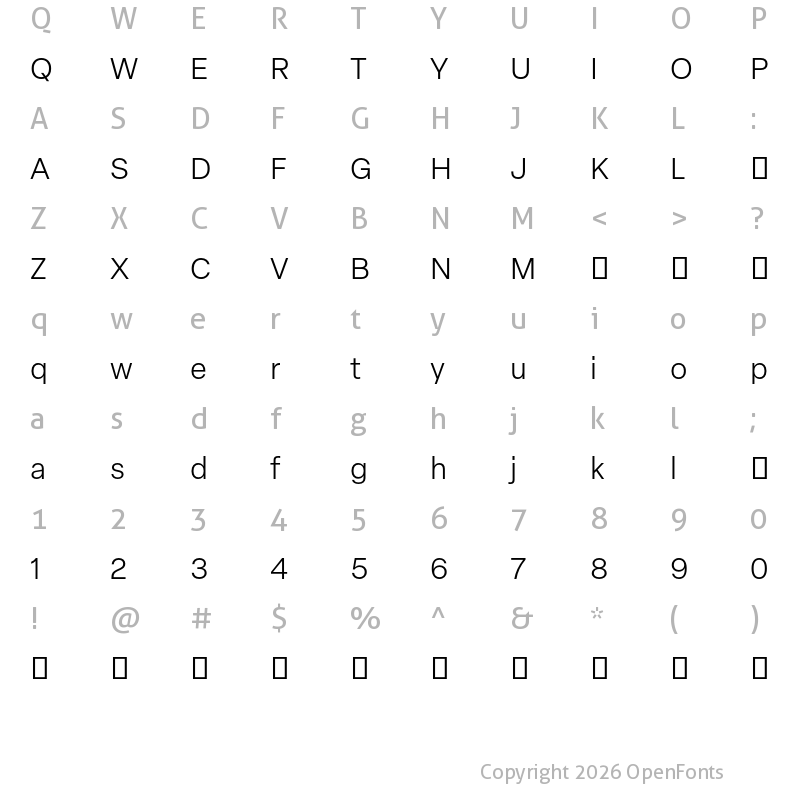 Character Map of Elza Text Trial Light