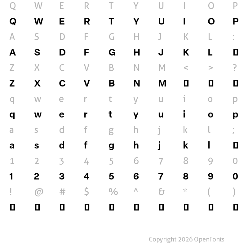 Character Map of Elza Text Trial Semibold