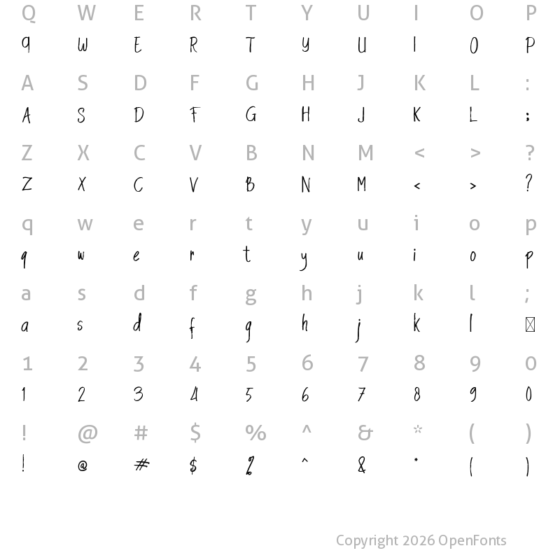 Character Map of Embolism Spark Regular