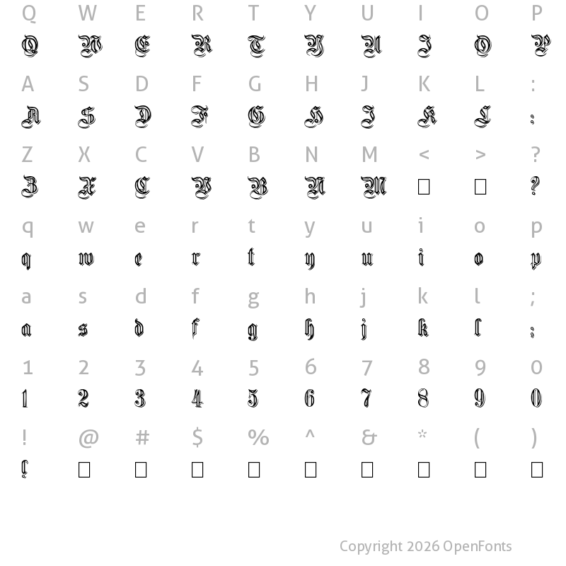 Character Map of EmbossedGermanica Regular