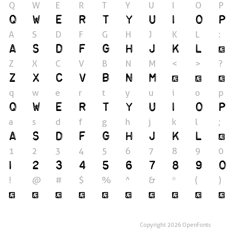 Character Map of Embossing Tape 3 (BRK) Regular
