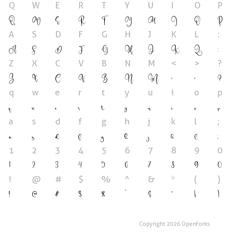Character Map of Emelian Personal Use Only Regular