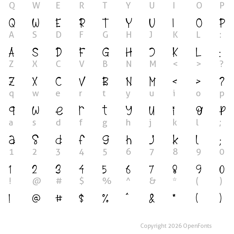 Character Map of Emely Days Regular