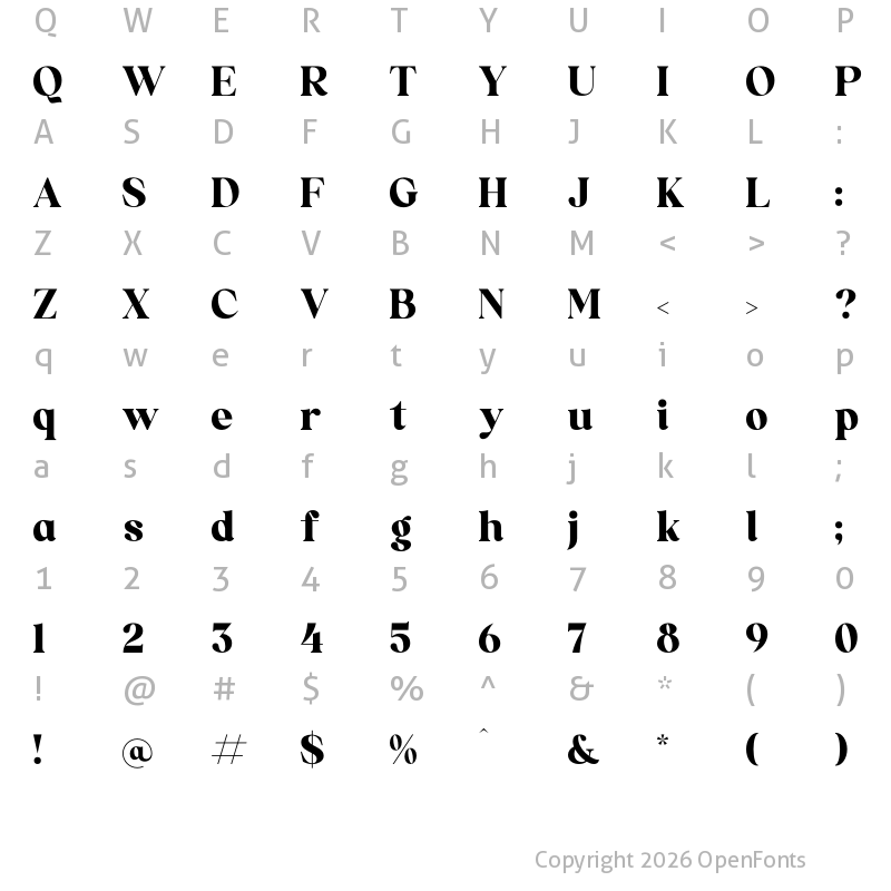 Character Map of Emilia Regular