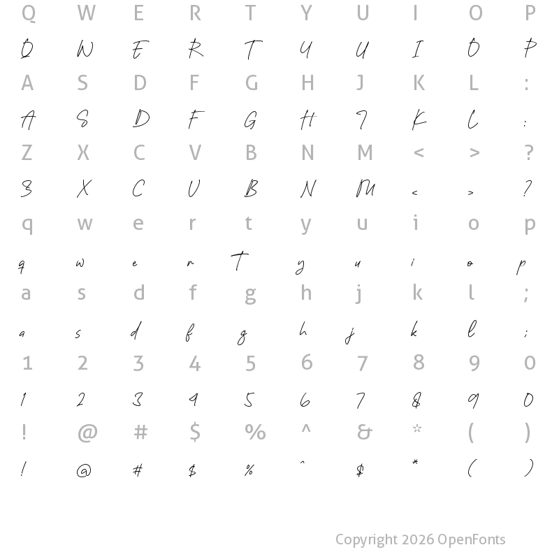 Character Map of Emitanela Regular