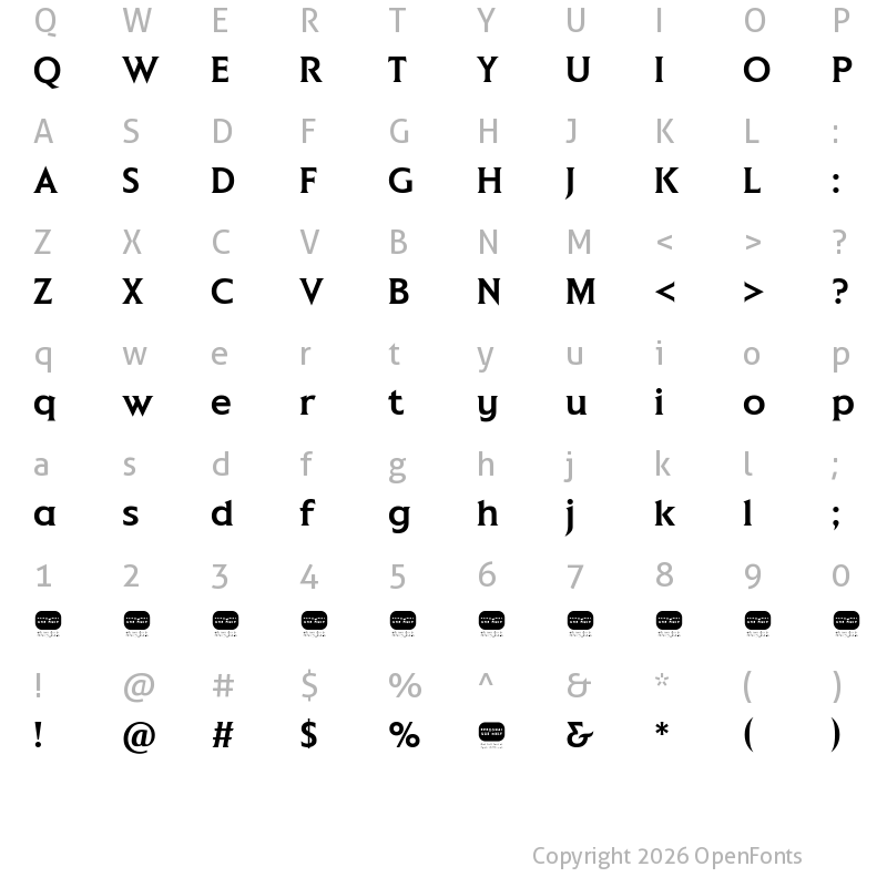 Character Map of Empire Regular