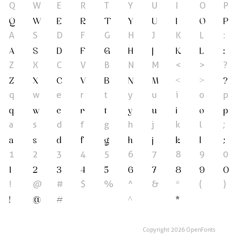 Character Map of Employed Regular