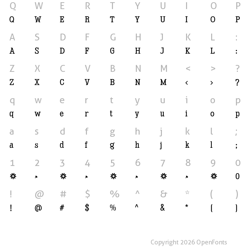 Character Map of Enagol Math Medium