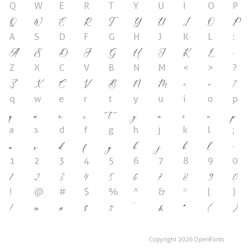 Character Map of Enchanted Hermion Script Regular