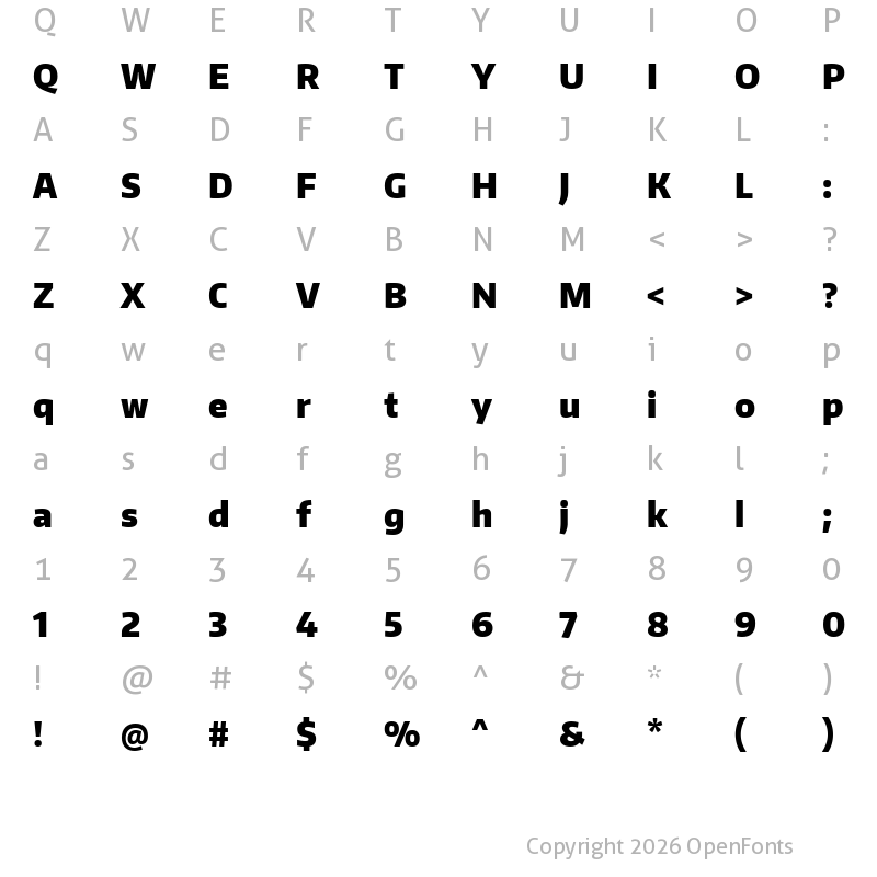 Character Map of Encode Sans SemiCondensed Black