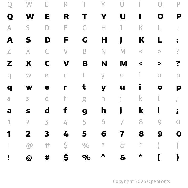 Character Map of Encode Sans Wide ExtraBold