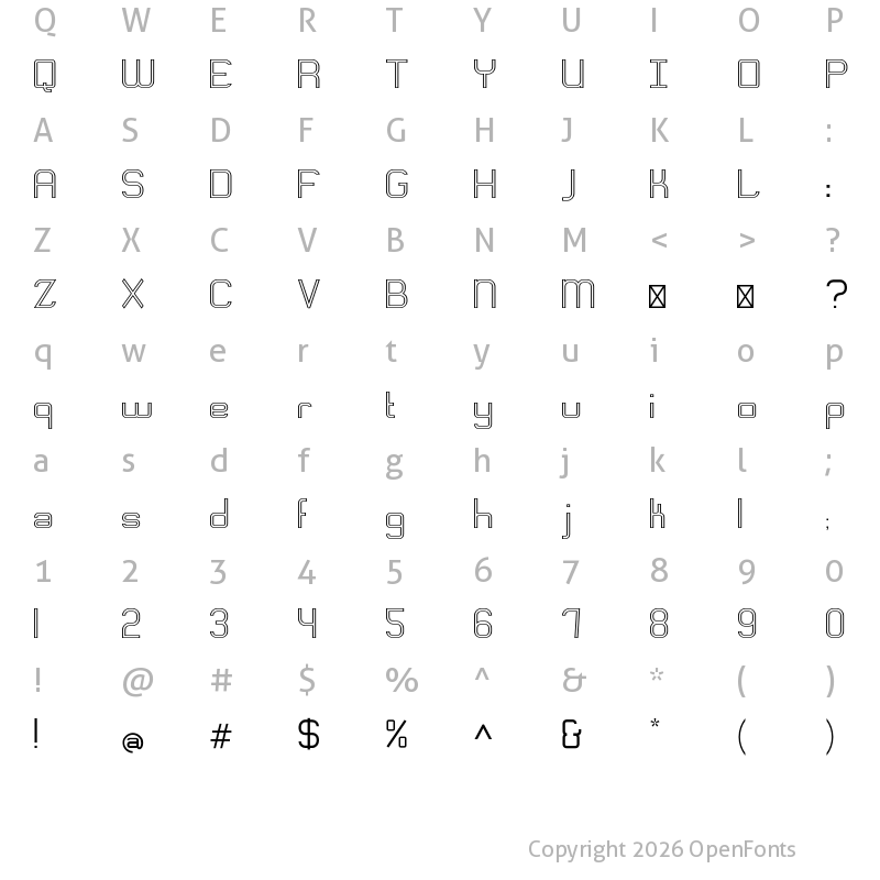 Character Map of Engadi Regular Outline