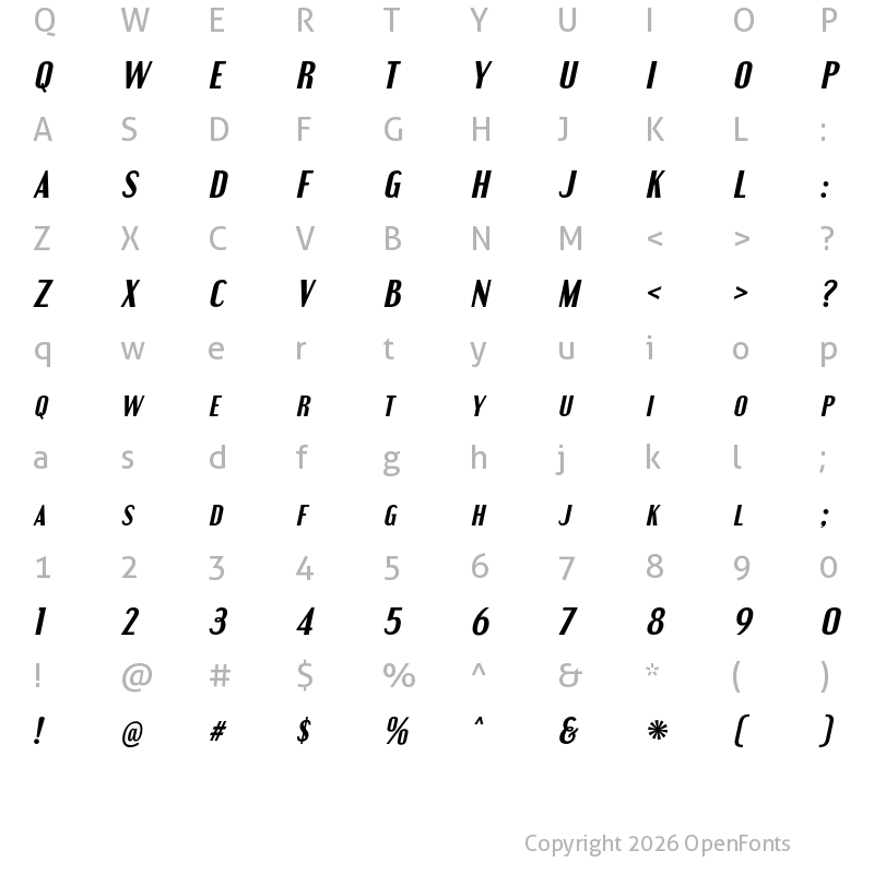 Character Map of Engebrechtre Bold Italic