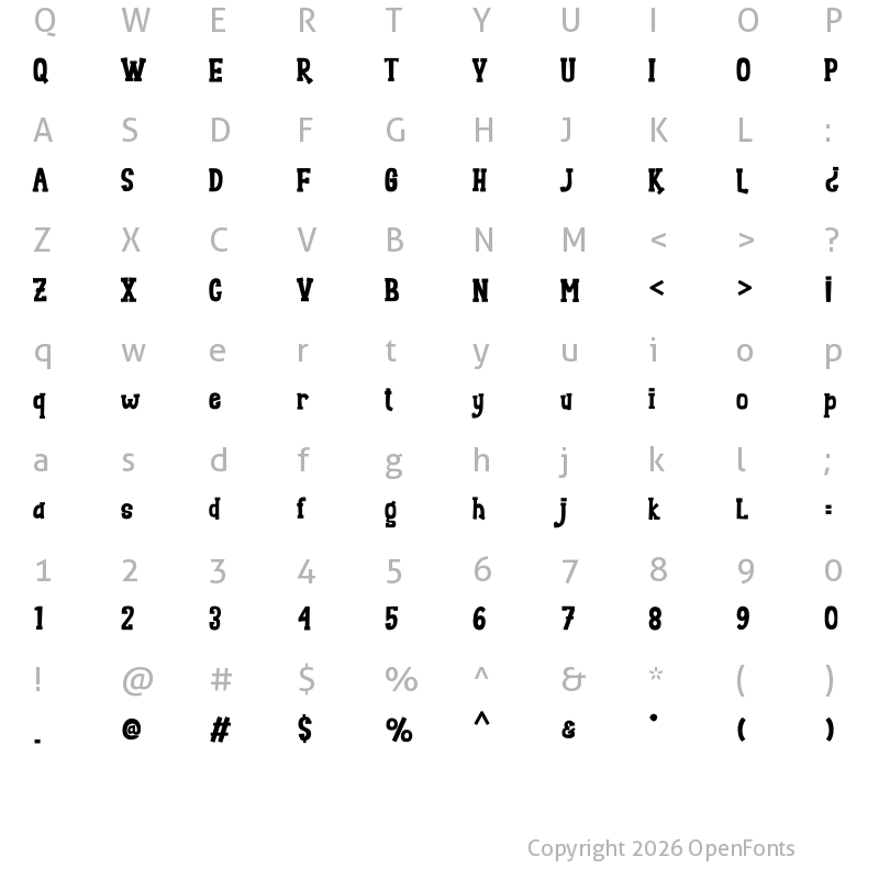 Character Map of Enjoy Holiday Regular