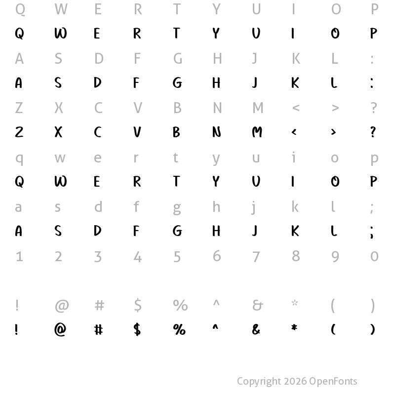 Character Map of Enjoy Summer Regular