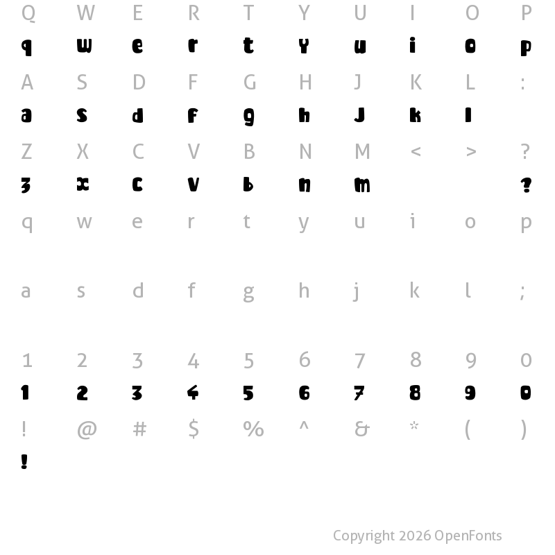 Character Map of Enough Cute For You Regular