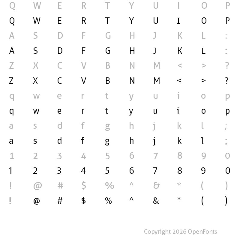 Character Map of Enra Sans Variable Regular