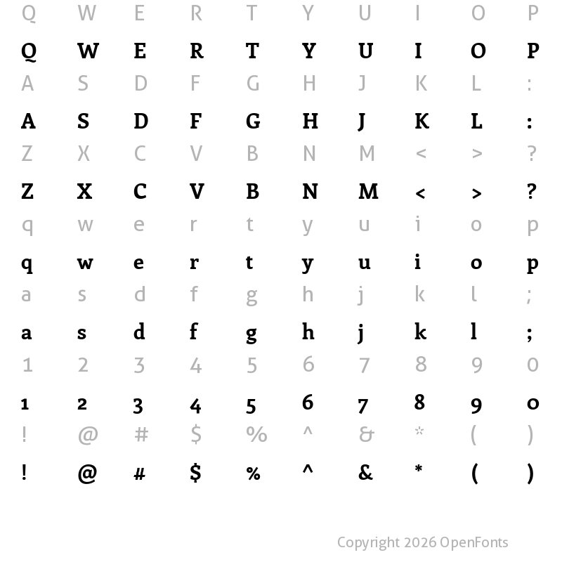 Character Map of Enriqueta Bold