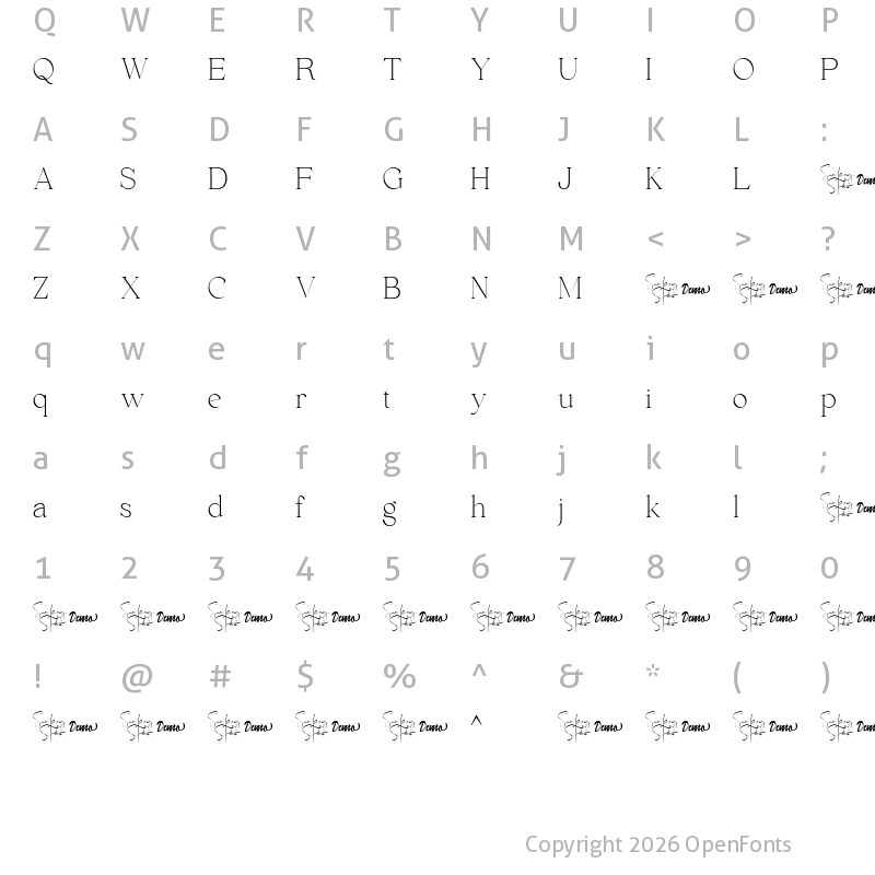 Character Map of Envegas Regular