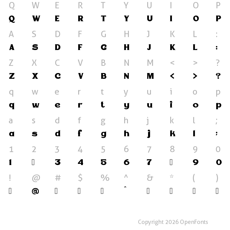 Character Map of Epicgant Regular