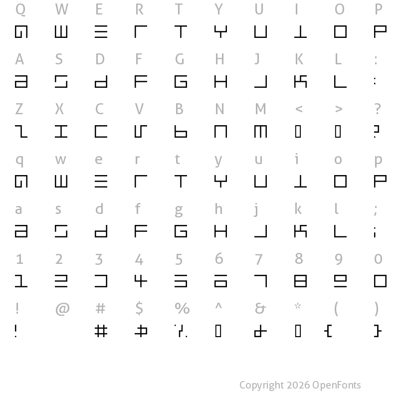 Character Map of Epps Evans Light Regular