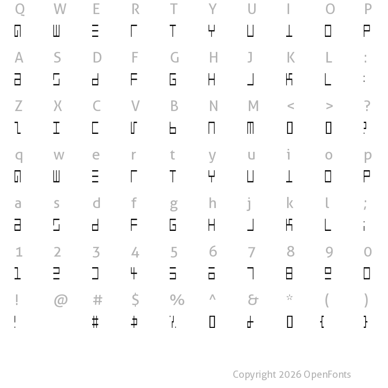 Character Map of Epps Evans Narrow Light Regular