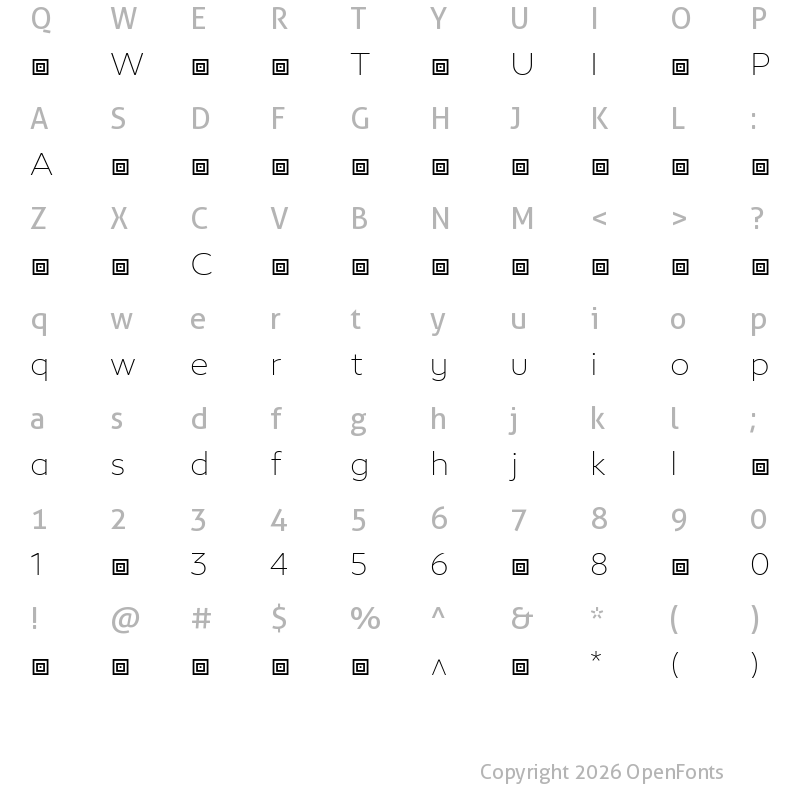 Character Map of Epura-ExtraLight ?