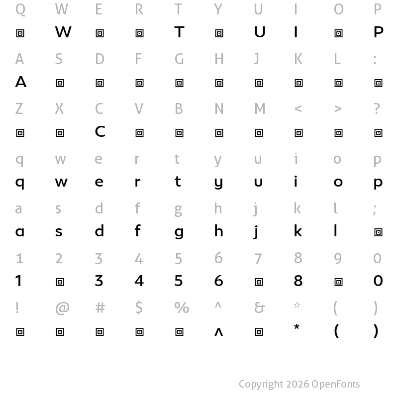 Character Map of Epura-Medium ?