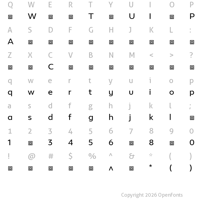 Character Map of Epura-Regular ?